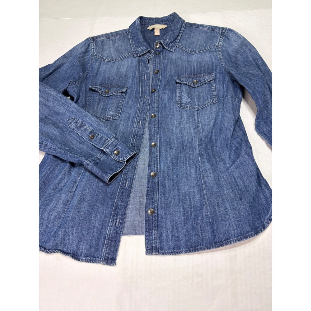 Banana Republic Womens Medium Wash Denim Western Button Down Shirt Small